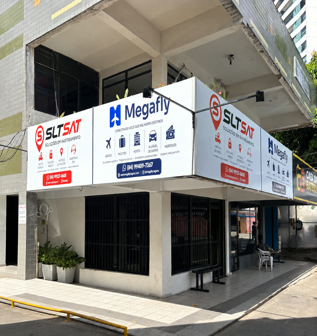 Fachada da loja da Megafly Viagens em Natal
